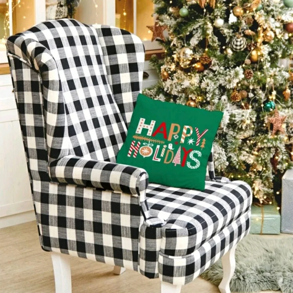 NIP Christmas Slogan Graphic Pillow Cover 17.7 By 17.7